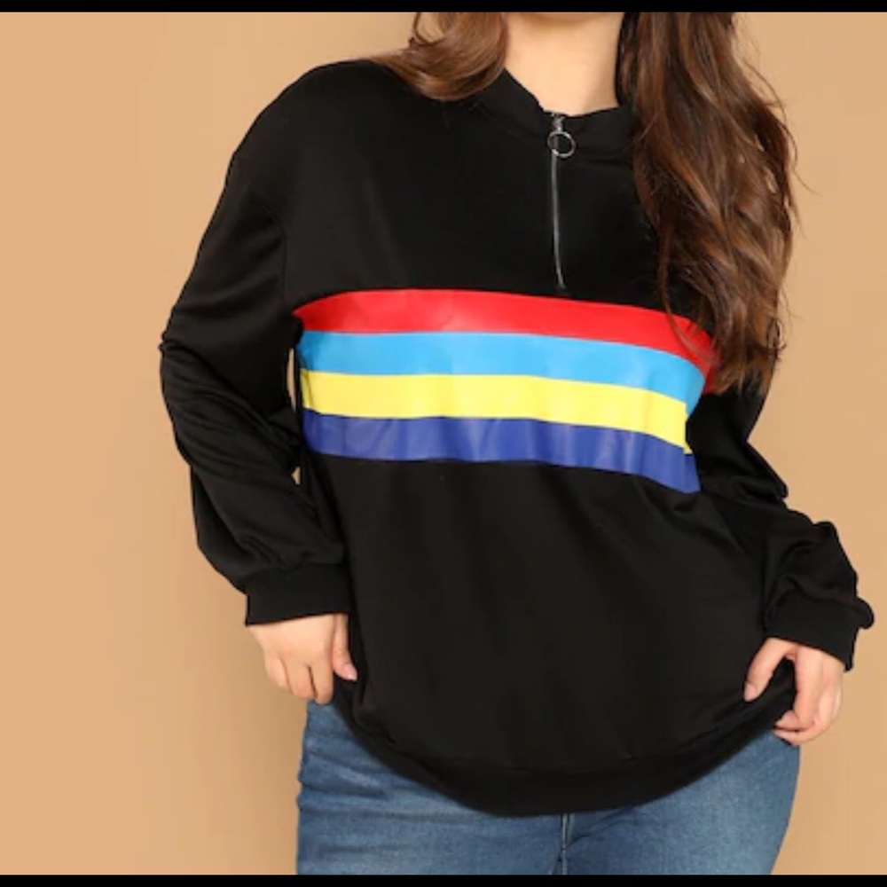 Zip Front Color Block Pullover